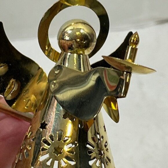 VTG Brass Metal Long Handle Angel Holiday Christmas Candle Snuffer 9" Long - Picture 10 of 14